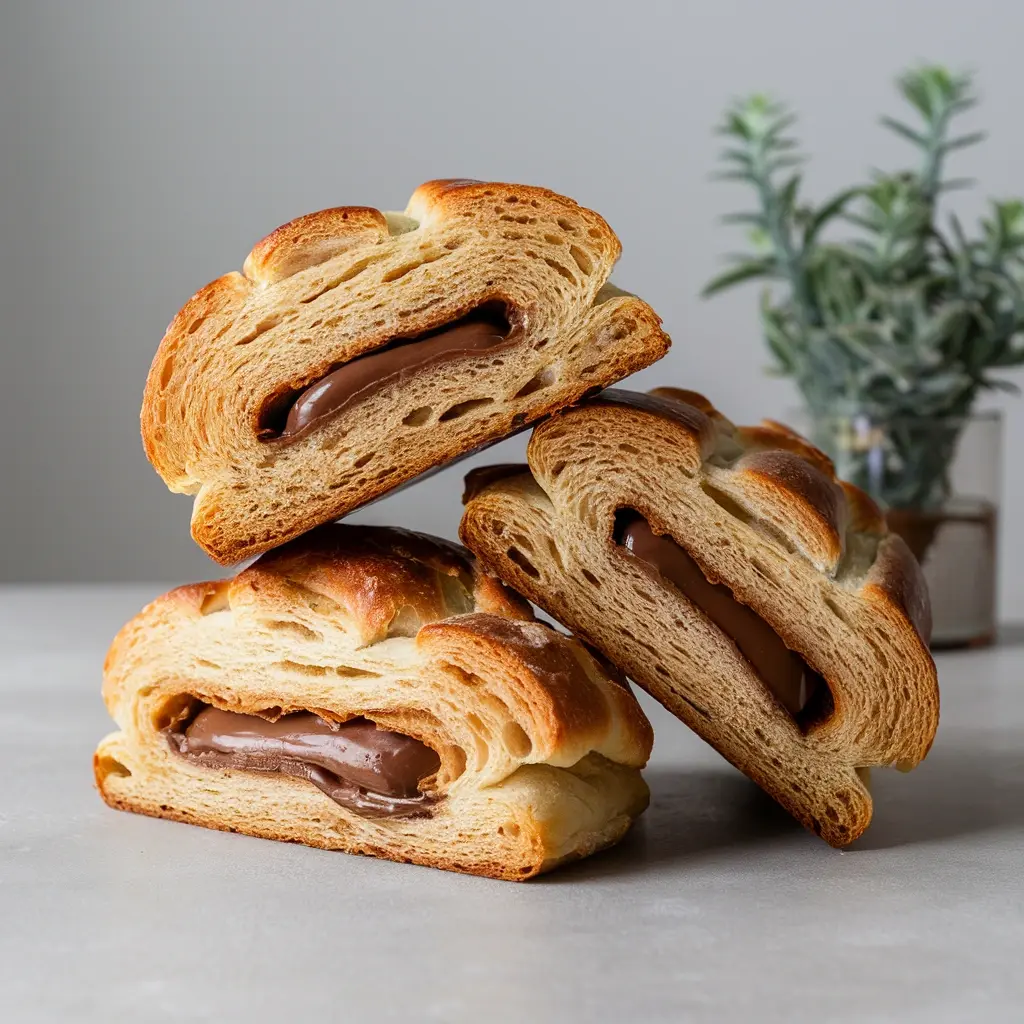 Pain au chocolat maison frais et croustillant sur une table en bois